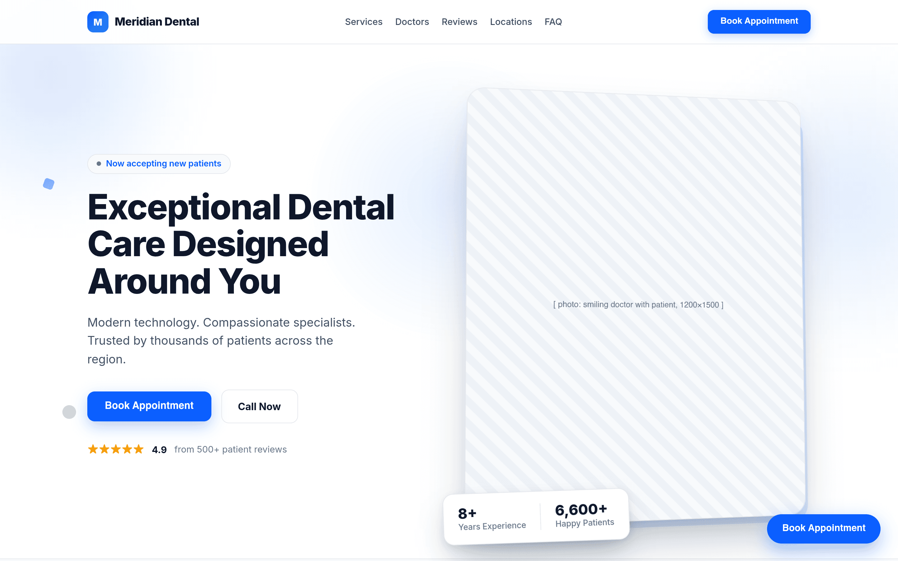 Screenshot of Meridian Dental — concept v2