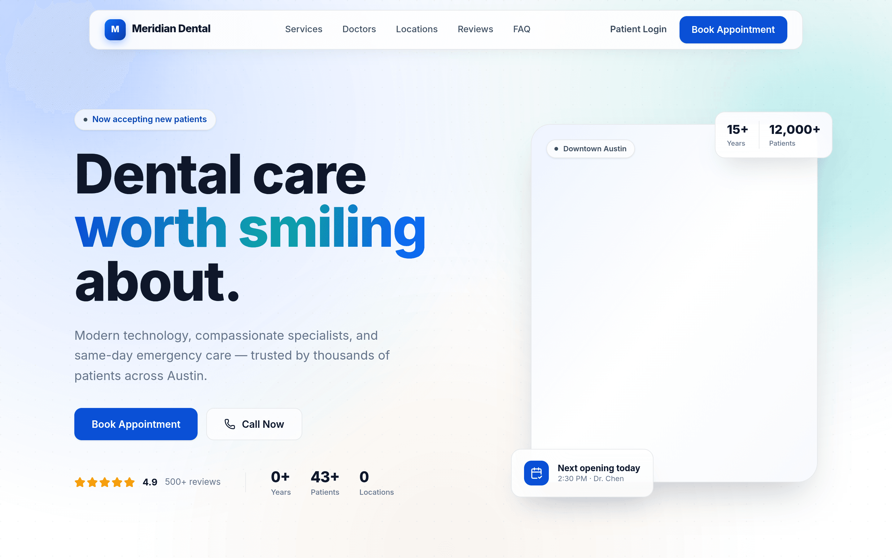 Screenshot of Meridian Dental